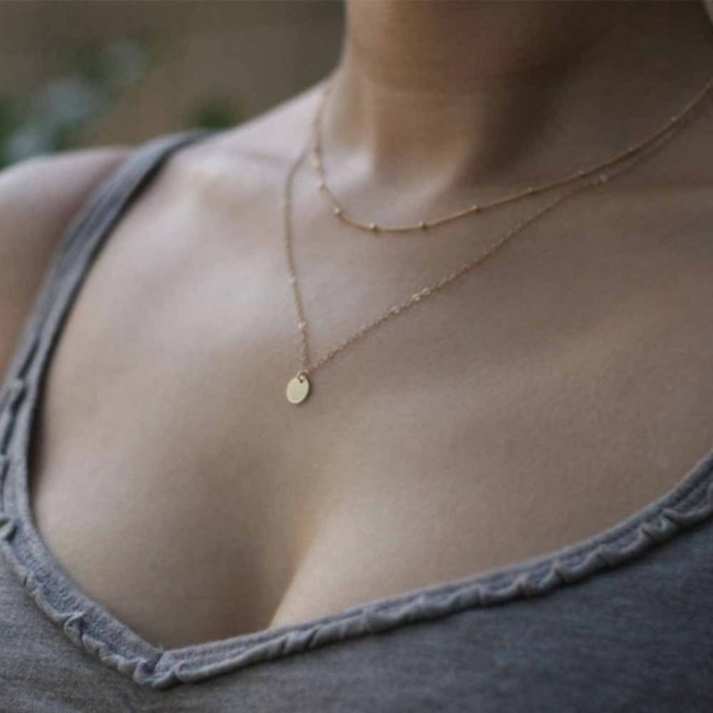Dainty Layered Coin Necklace (Gold)